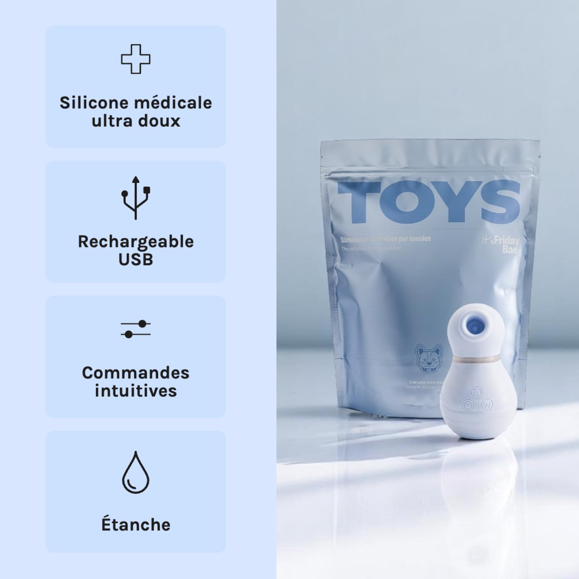 Vibratore, potente donna clitoridea, 9 modalità di aspirazione e pulsazioni – Sex-Toy Silicone Medico Morbido e Impermeabile – Succhiatore Clitoridiano per piacere intenso – Made in France