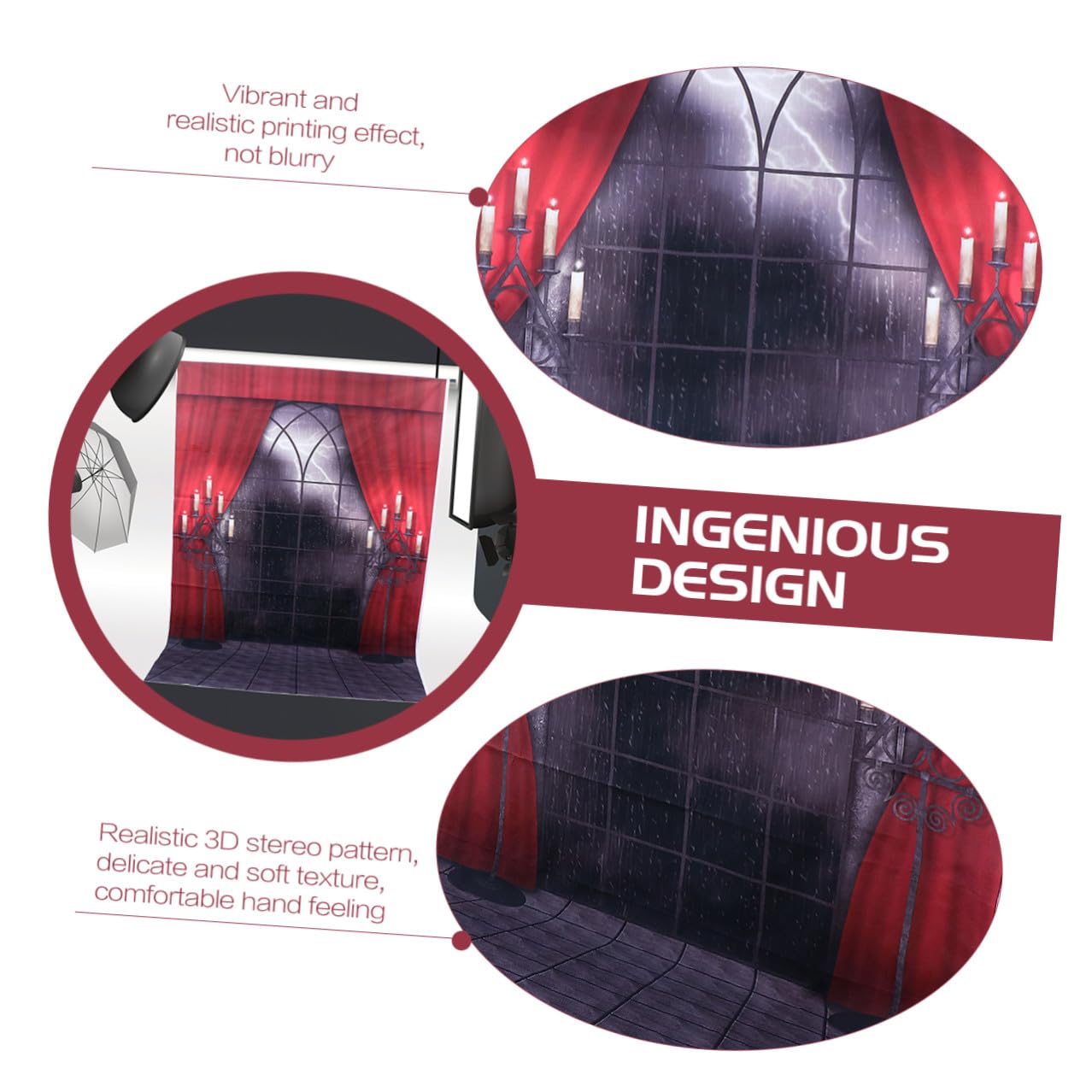 Ipetboom Sfondo Spaventosa Fotografico di Rosso in e Halloween Motivo Vinile Realistico Tridimensionale Decorazione Murale per Feste
