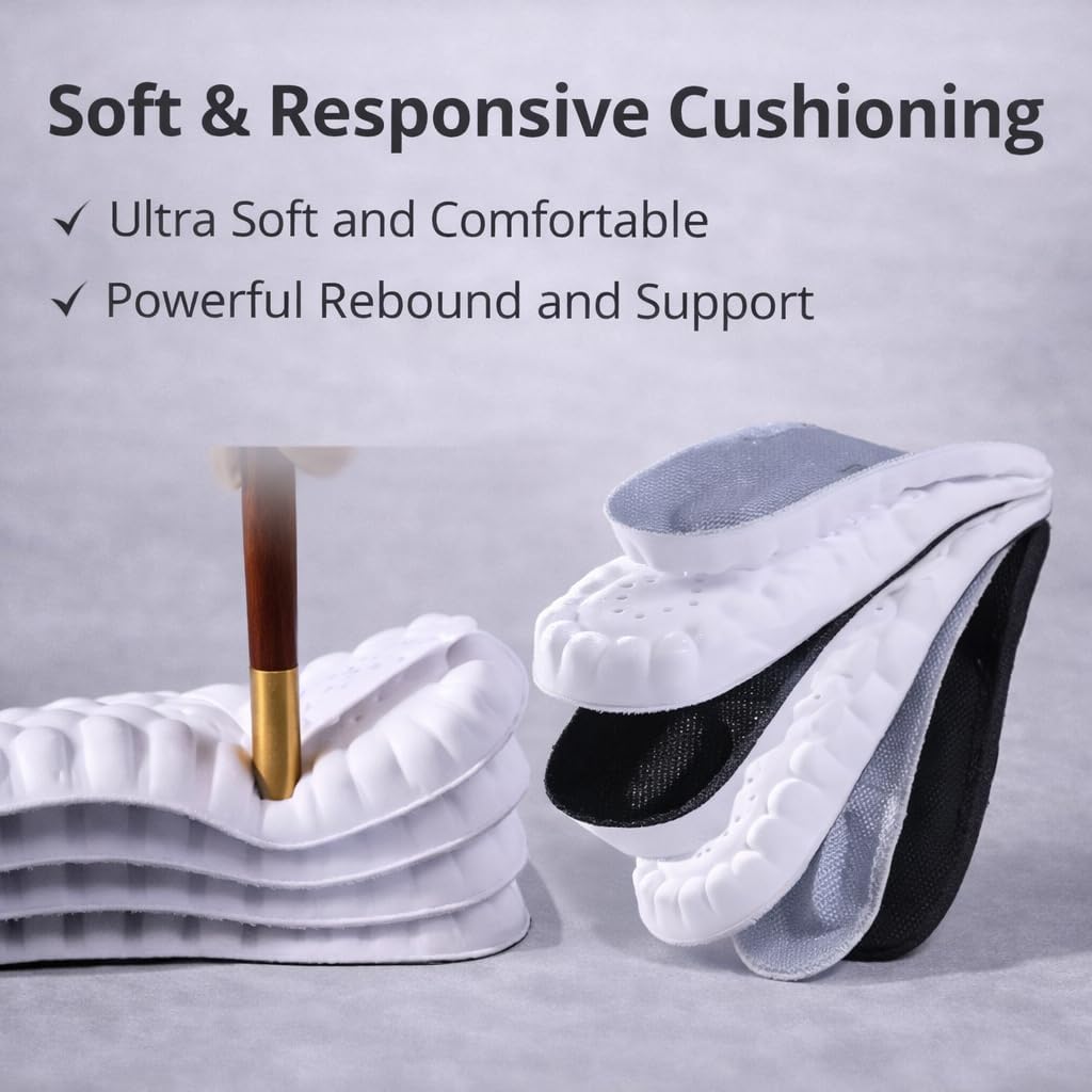 Cloud Insoles for Men Women, 2026 4D Cloud Comfort Boosting Massage Insole, Comfy Insole with Plantar Fasciitis Relief for Men and Women (Black, Men 10.5-11 | Women 12.5-13-(290mm)) - Image 5