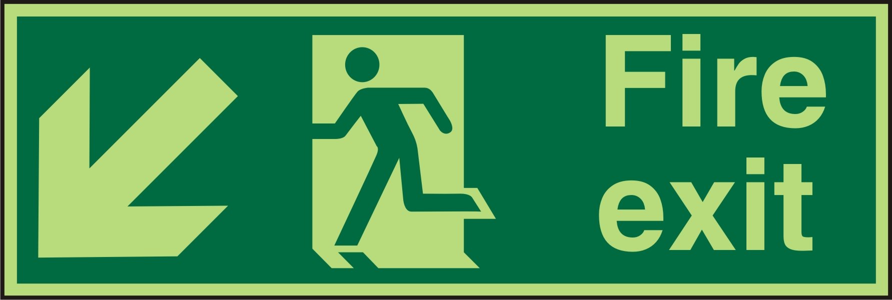 Fire Exit Sign Down Left Arrow Adhesive Vinyl 20 x 60 cm