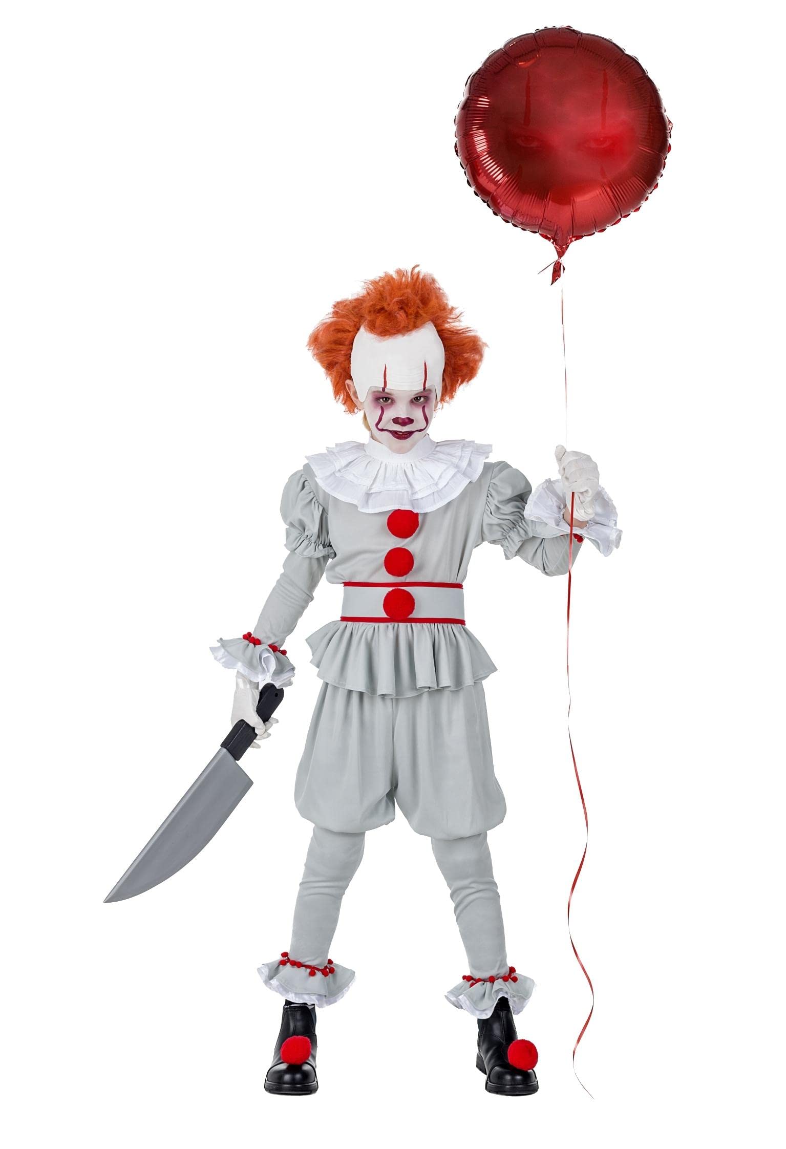 Disfraz De Payaso Aterrador Para Niño – Set De 5 Piezas Con Blusa, Pantalón, Fajín, Cuello Y Bolas Para Zapatos