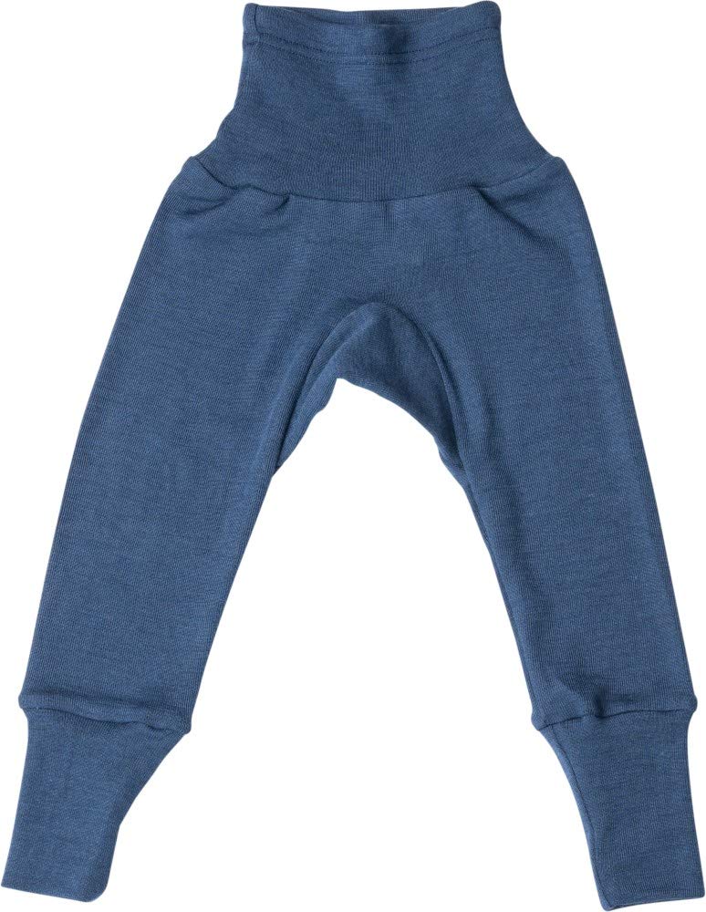 Cosilana, Baby Navel Waistband Trousers 70% Wool 30% Silk, Plain navy, 62/68 cm