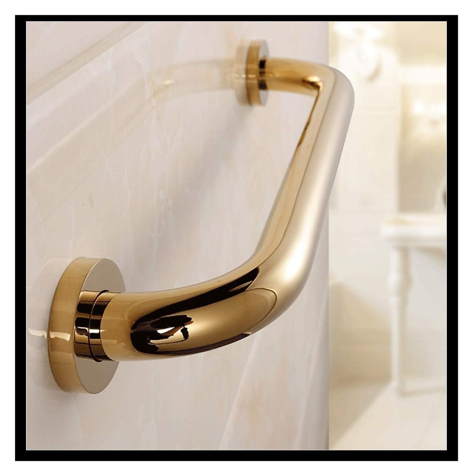 Maniglione di Sostegno, corrimano, ausili per disabili, Maniglia per Doccia, corrimano in Rame per Bagno, Antiscivolo, Senza Barriere, per disabili (Argento, 420 mm)