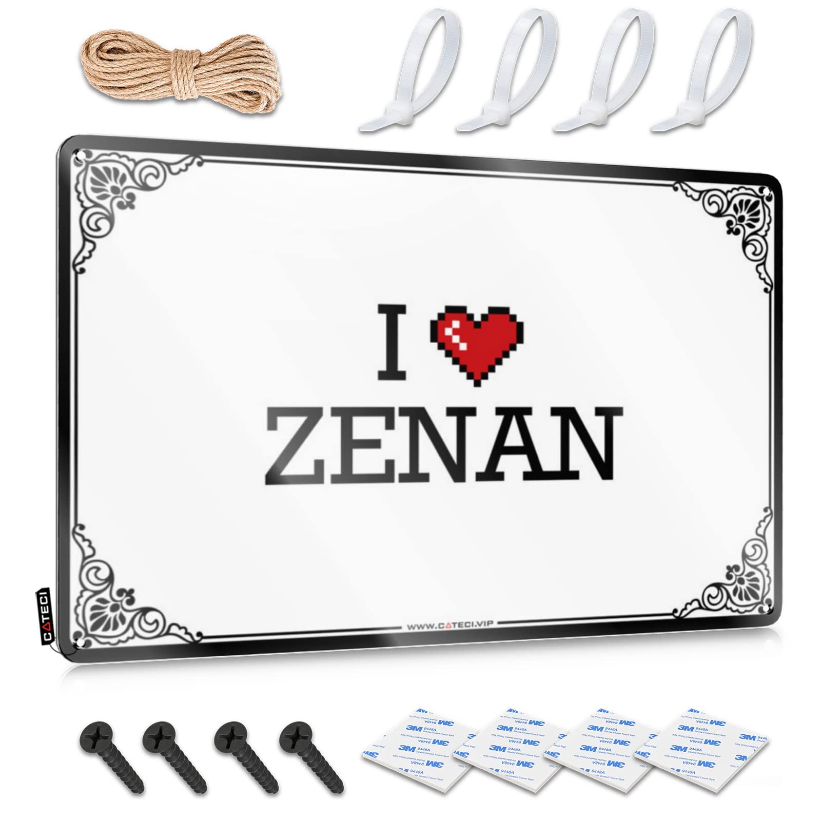 Fzfn Colour Love, Decorations Cottage Accessory I Love Zenan | Rustic Sarcastic Wall Art(20X30cm)