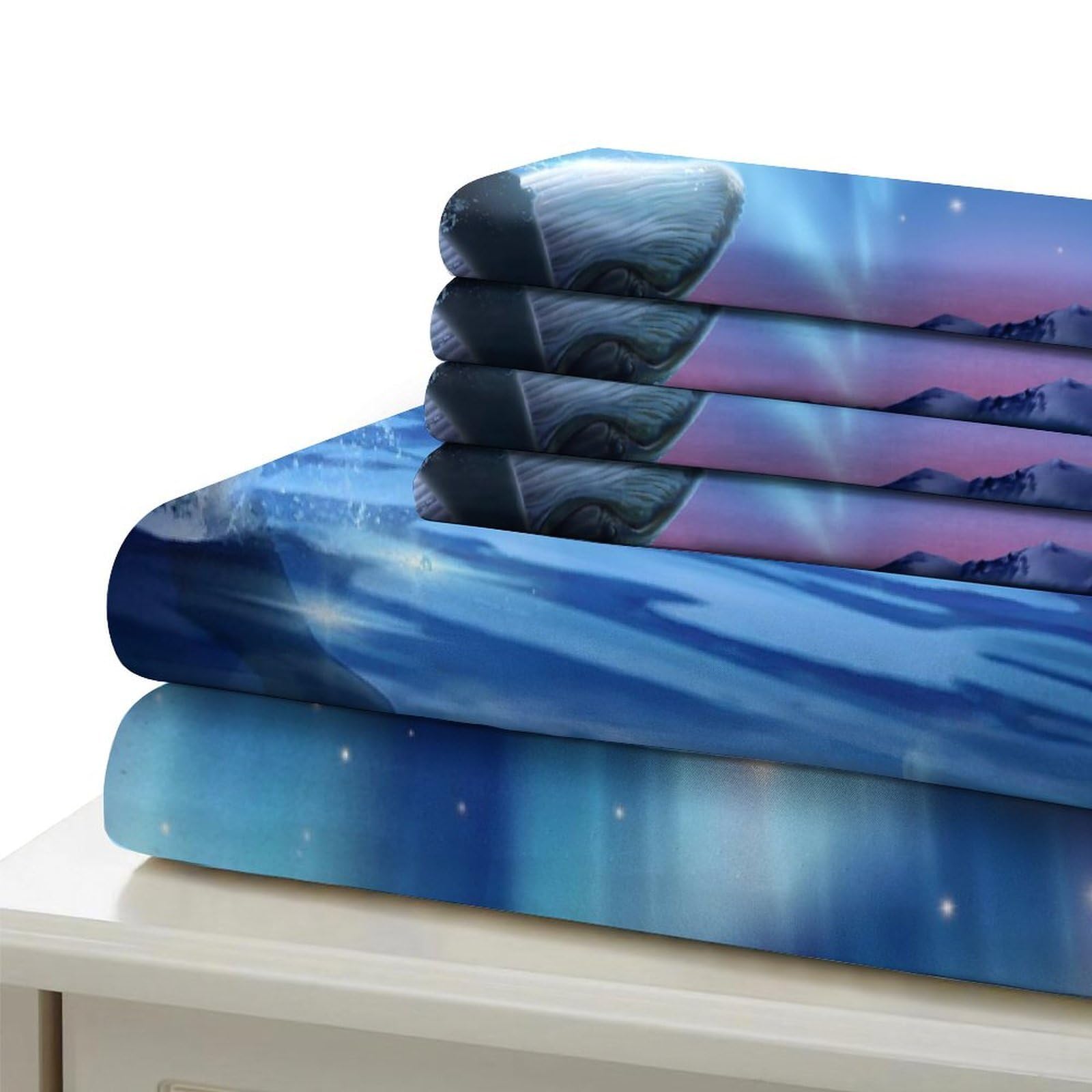 salto della balena Impressione 3D 3 pz cover piumone natura fantasia arte fodera per edredone microfibra zip antiacari per bambini ragazzi adulti King（220x240cm）