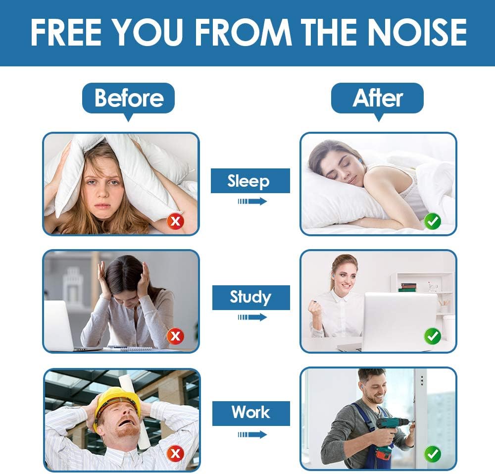 Foam Ear Plugs for Sleeping, 40 Pairs Noise Cancelling Ear Plugs with Aluminum Carry Case, 34db NRR Soft Sleep Earplug for Noise Reduction, Sound Blocking, Traveling, Flying, Working, Studying, Blue