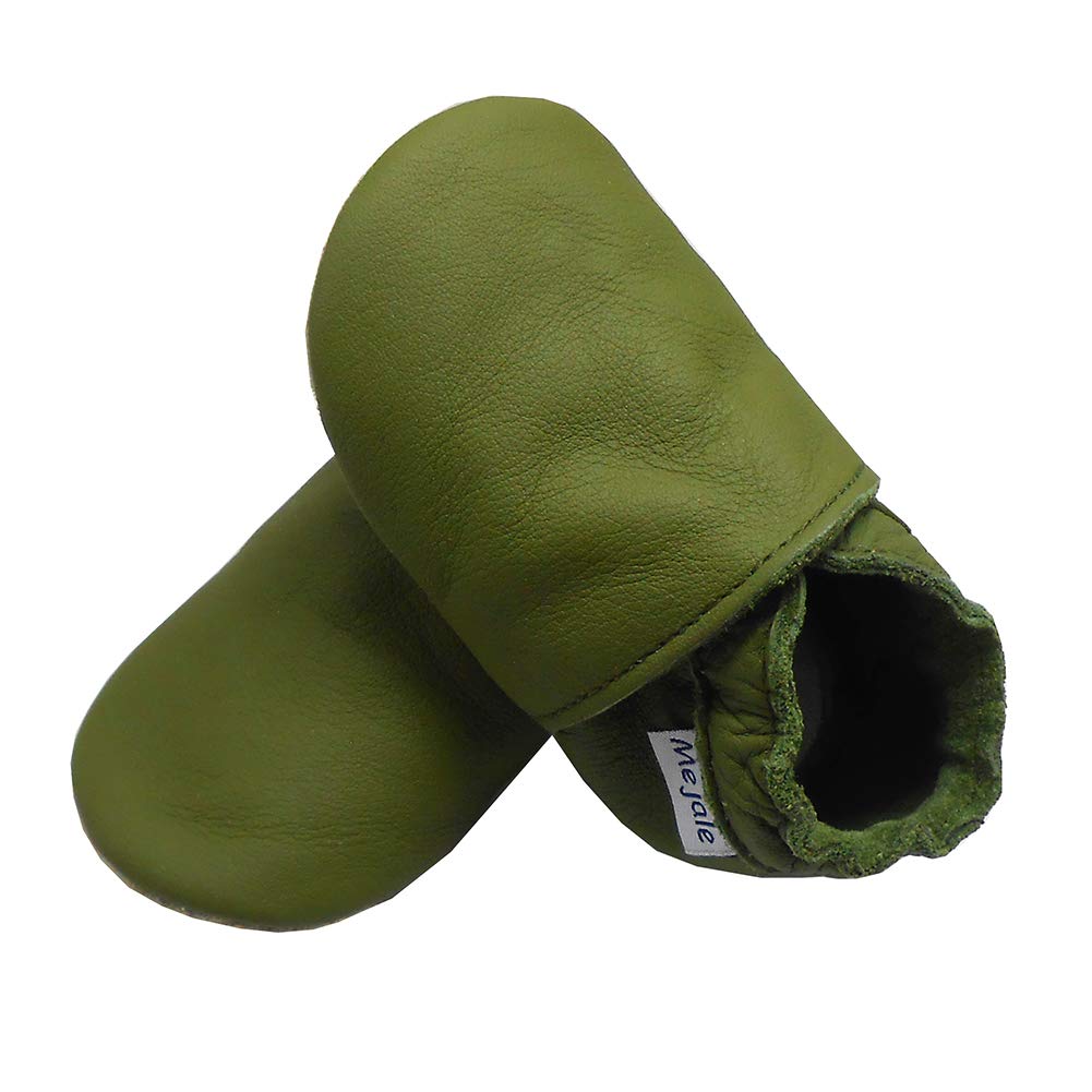 Baby Newborn Infant Leather Shoes Soft Sole Leather Shoes Boys Girls Moccasins Toddler Walker Slippers Unsex Dark Green Shoes(12-18 Month)
