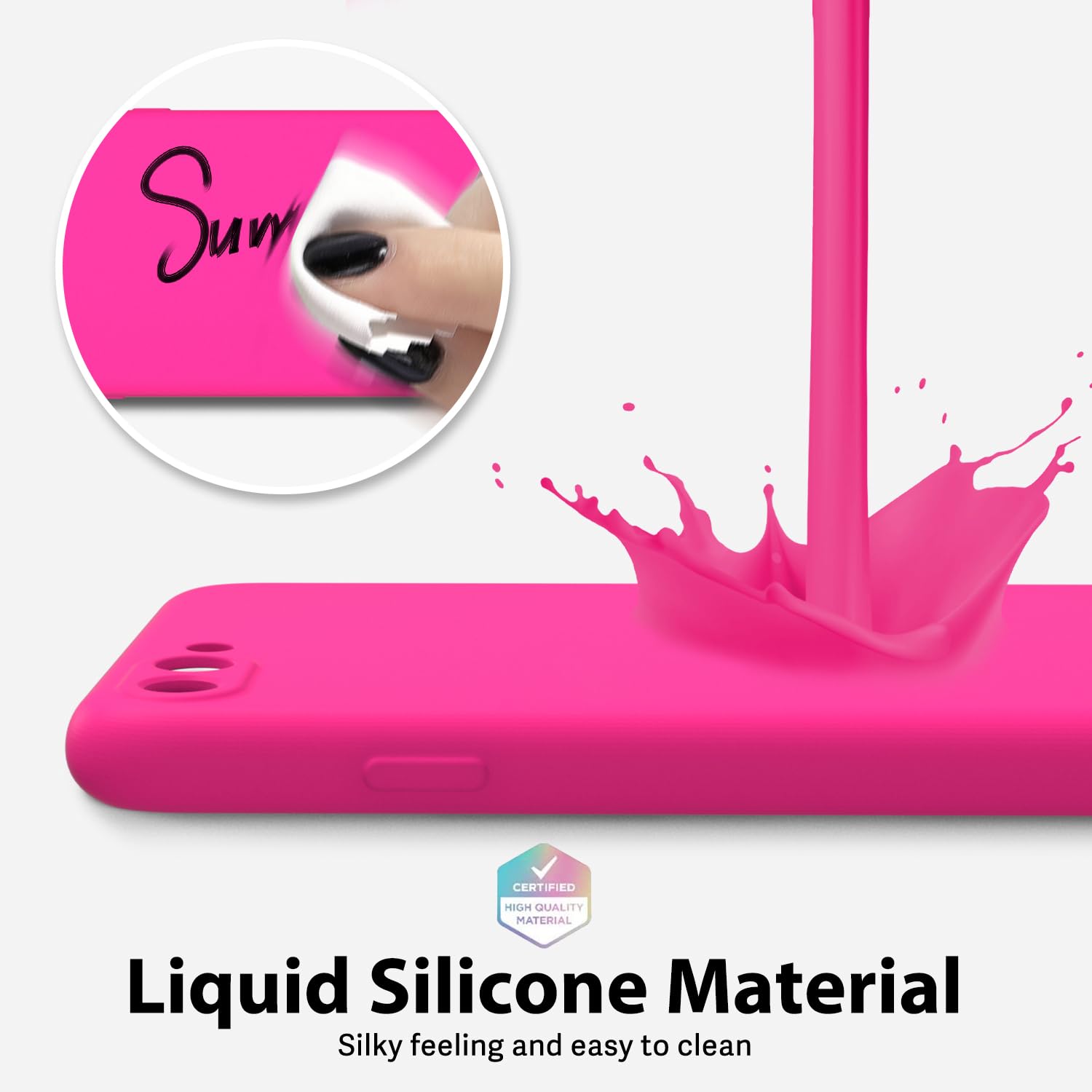 oakxco for iPhone 16 Pro Max Case Liquid Silicone, Soft Rubber Gel Elegant Aesthetic Basic Simple Cover, Cute Thin Slim TPU Matte Solid Color Plain Smooth Case for Women Girl, Light Pink — view 514