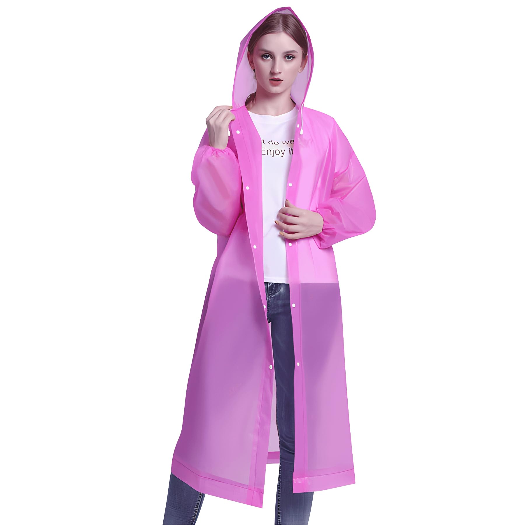 Vivikivi 2 Stück Unisex Regenponcho für Damen Wasserdicht | Wiederverwendbarer Regenschut Regencape mit Ärmel Kapuze Tragbarer Regenmantel für Wandern Reisen Camping Angeln Radfahren