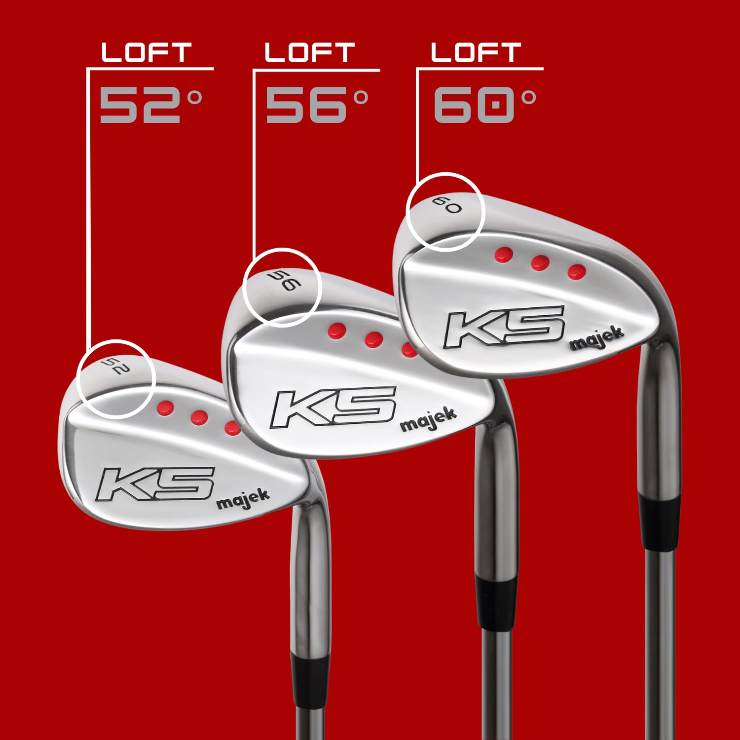 Majek Golf Damen Komplett Keil Set: 52° Gap Wedge (GW), 56° Sandkeil (SW), 60° Lob Wedge (LW) Rechtshänder Damen Flex Steel Schaft