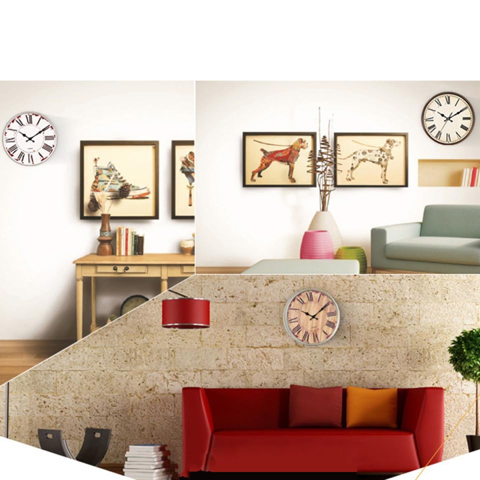 Amazon.co.jp: ORFOFE ヴィンテージ調英掛け時計 ローマ字 大型