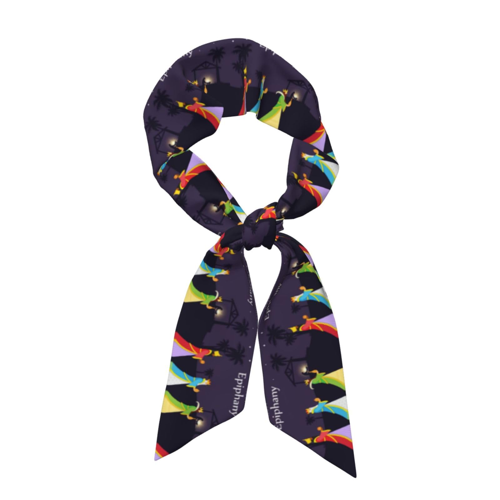 LNFZiZO Happy Three Kings Day Epiphany Day Scarf For Women Bags Band Hair Bandanas Neck Scarves Thin Long Silky Headscarf Waistband Purse Scarf For Handbags