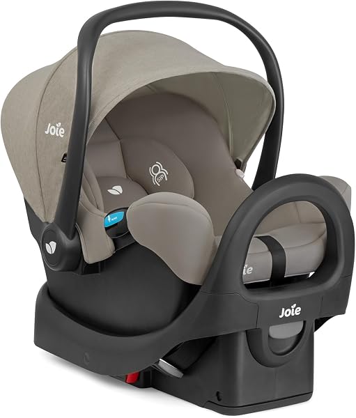 Joie Rue Lightweight Infant Car Seat & Anti-Rebound Base –Side-Impact Protection, 5-Point Harness, and UPF 50+ Canopy for Newborns and Infants (Dove) - 1
