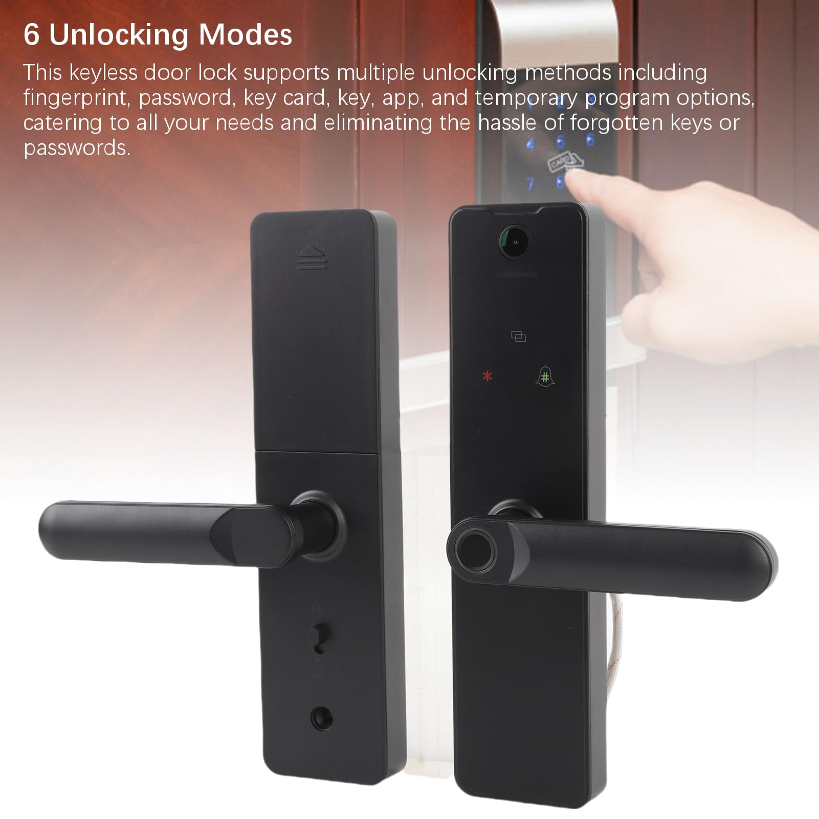 Cryfokt Smart Door Lock with HD Camera 6 in 1 Password IC Card Key APP