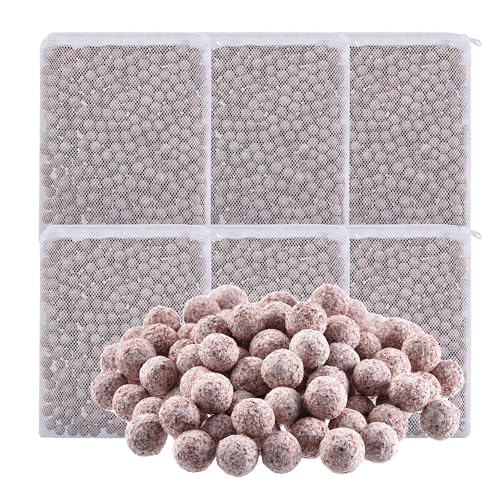 Image of JIHAQUA Aquarium Ceramic Filter Media Bio Filter Rings, Bio Ceramic Ball for Freshwater,Marine Fish Tank,Canister Filter,Koi Pond (Wine, 6 Lbs)