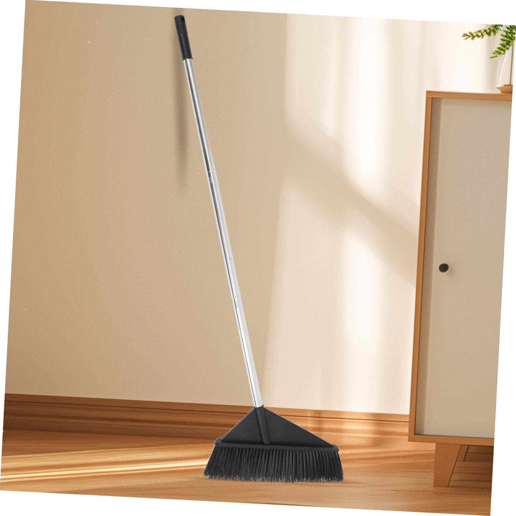 Anneome Escoba de Cerdas Duras para Limpieza y Jardín con Mango Resistente para Patios Almacenes y de Hormigón Color Negro Elegante