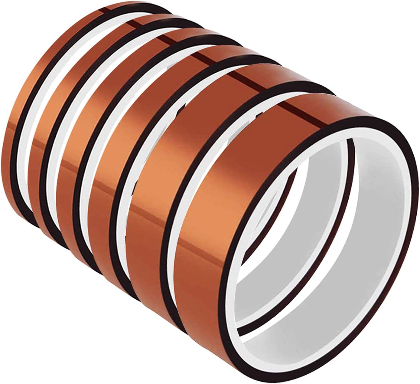 6 Roll 10m High Temp Tapes Polyimide Film Adhesive Tape Multi-width 0.4/0.6/0.8/1/1.2/2cm, Worked Well for Masking, Soldering, Powder Coating, Printing PCB board and Packing Fixing