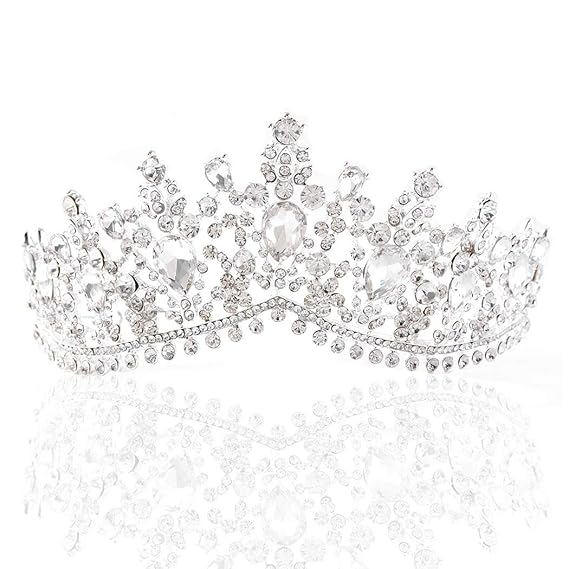 Campsis Silver Wedding Tiara Crystal Rhinestone Crown Bride Queen Pageant Crown Bridal Hair Accessories for Women and Girl