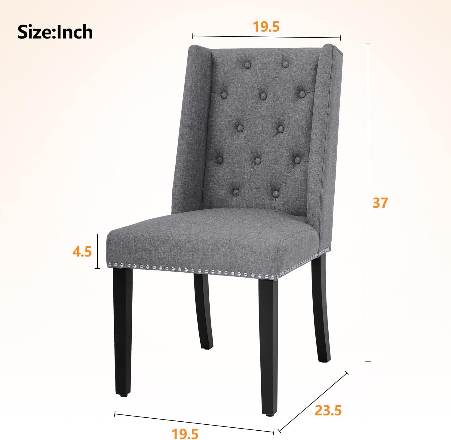 FDW Dining Chairs Set of 2 Modern Kitchen Chairs with Back, Dining Room Chairs with Wood Lags for Kitchen Dining Room Living Room