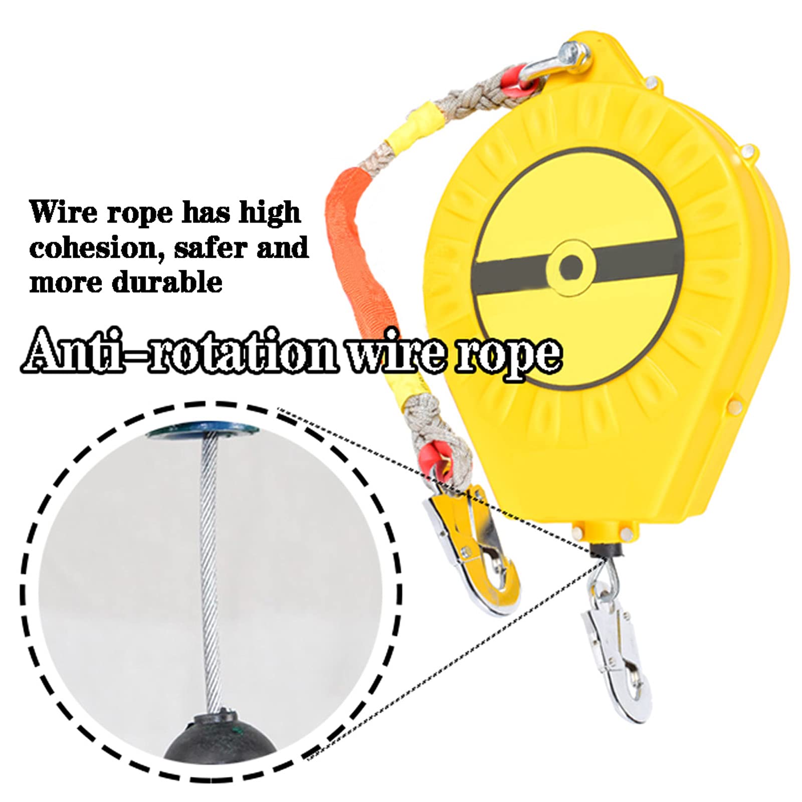 Antichute a Rappel Automatique, Dispositif Antichute Rétractable, Équipement de Protection Individuelle, Harnais de Sécurité avec Câble 5m/7m/10m/15m/20m/30m