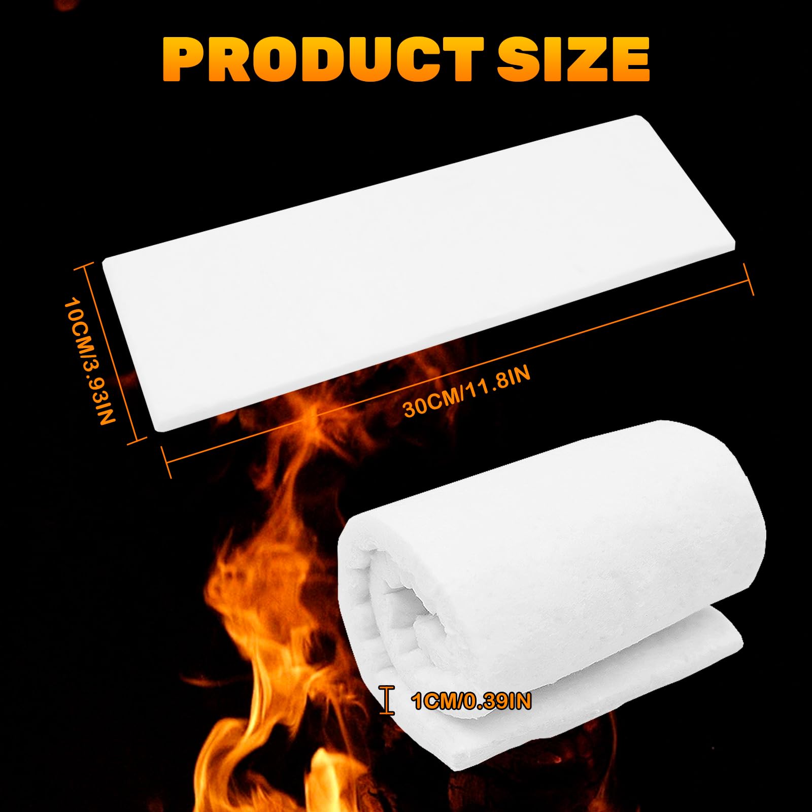 Lana de Cerámica para Bioetanol, 6 Piezas Fibra Cerámica Recortable para Chimeneas, Esponja para Quemador de Etanol/Gel, 30x10x1.3cm (12"x4"x0.5") Blanco