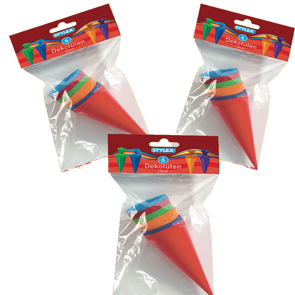 Coni Scuola Decorativi 12cm, 18 Pezzi (3 x 6)