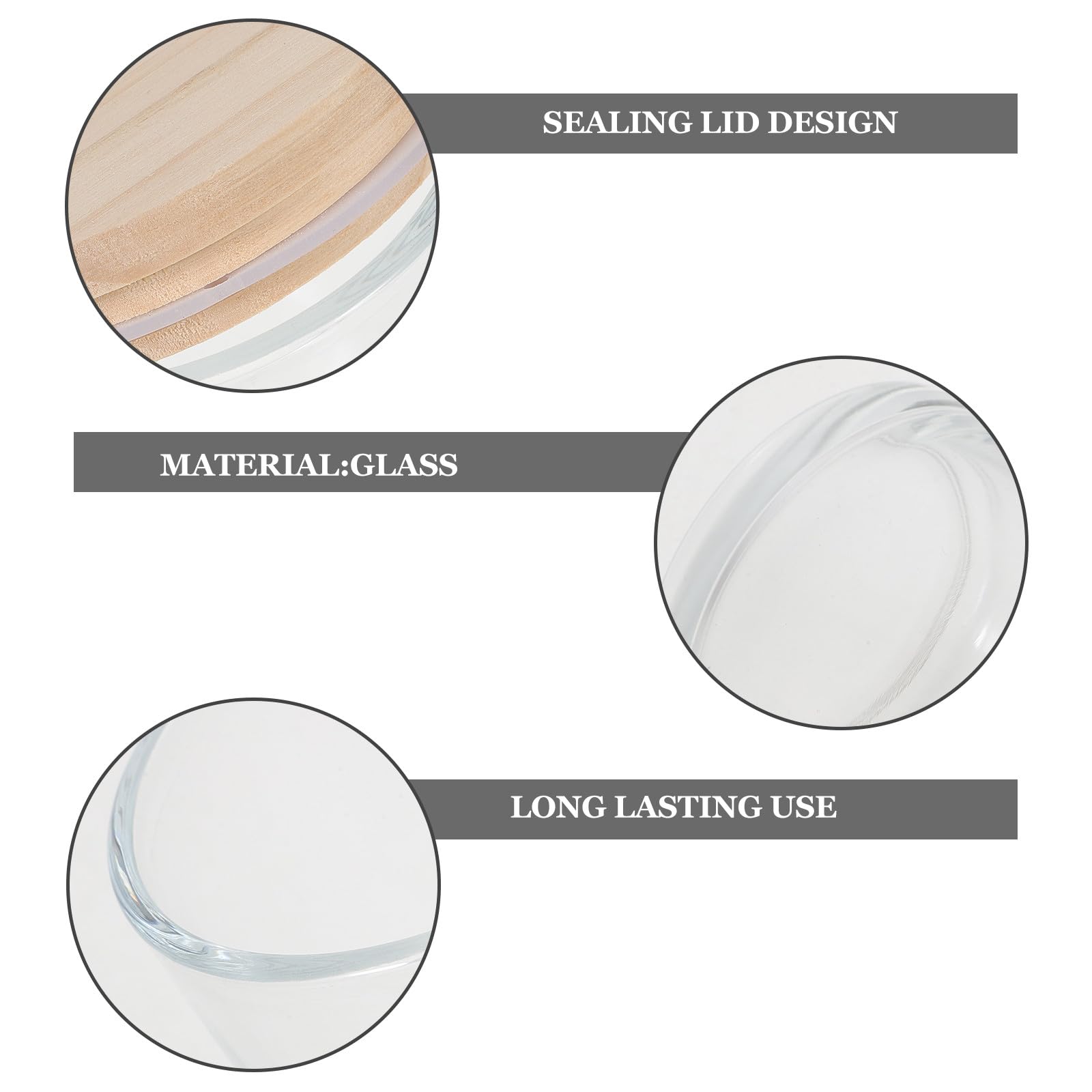 SUPVOX 4 Stück Glas Kerzengläser mit Bambusdeckel 200ml Transparente Kerzendosen für Aromatherapie und Wohnkultur Praktisches Schlichtes Design für Zuhause