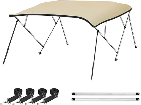Naviskin Sand 4 Bow 8'L x 54" H x 91"-96" W Bimini Top Cover Includes Mounting Hardwares,Storage Boot with 1 Inch Aluminum Frame