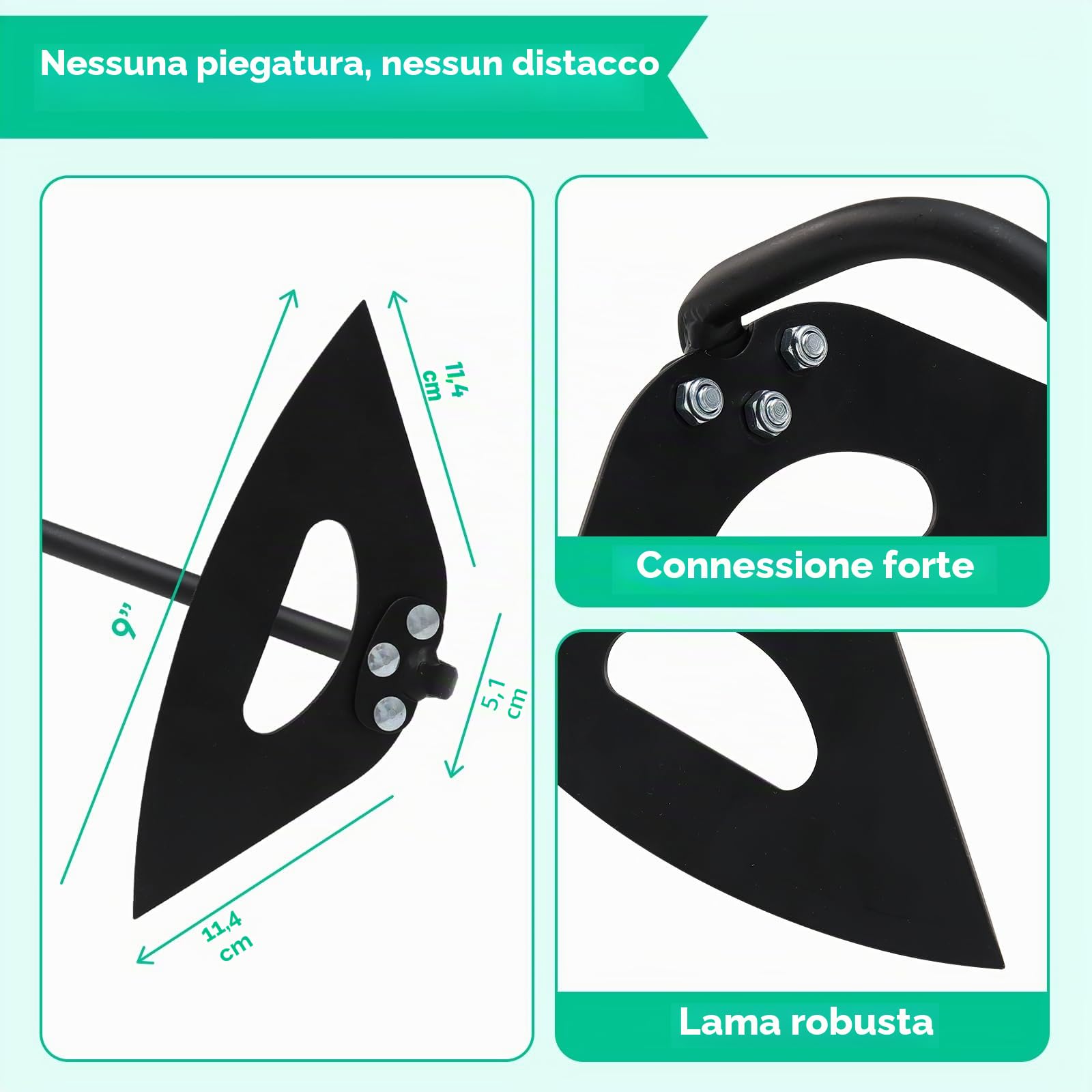 Zappa da giardino, Zappa da giardino con manico 140 cm, Zappa cava temprata per diserbo, allentamento del suolo, scavo, piantagione, solchi, Pratico strumento per rimuovere le erbacce Utensile da