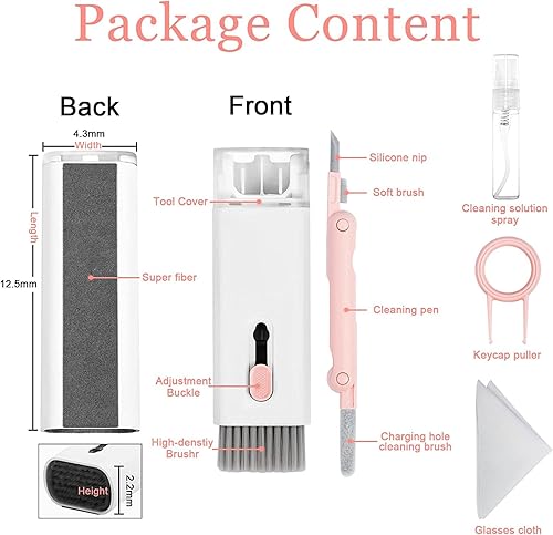 Miniatura 2 de Acuvar Kit de limpieza multifunción 7 en 1 para teléfono, auriculares, portátiles, tabletas, cámaras, lentes, pantalla y teclado con pulverizador,