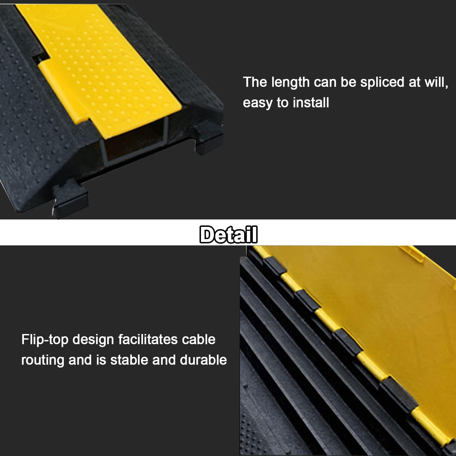 Pasacables de Suelo para Proteger Las Cables Protector de Cables Protector de 4 Canales, Carga 10 000 Kg, 90 X 45 X 6 cm, Ocultador de Cables para Uso en Interiores y Exteriores