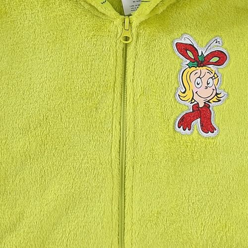 Dr. Seuss Grinch Girls Zip Up Coral Fleece Hoodie for Toddler and Big Kids2