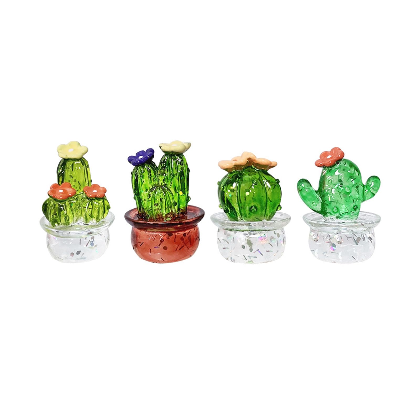Mllepjdh 4Pack Resin Miniature Cactus Figurines, Car Dashboard Accessorie Plant Decorations Car Interior Dashboard Ornament Minis Resin Cactus Figurines