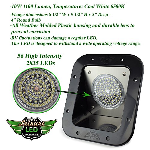 Leisure LED RV Exterior Flood Porch Utility Light Black 12v 1100