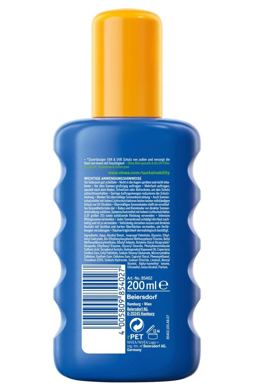NIVEA SUN wodoodporny spray przeciwsłoneczny LSF 30 – ochrona i pielęgnacja – 200 ml