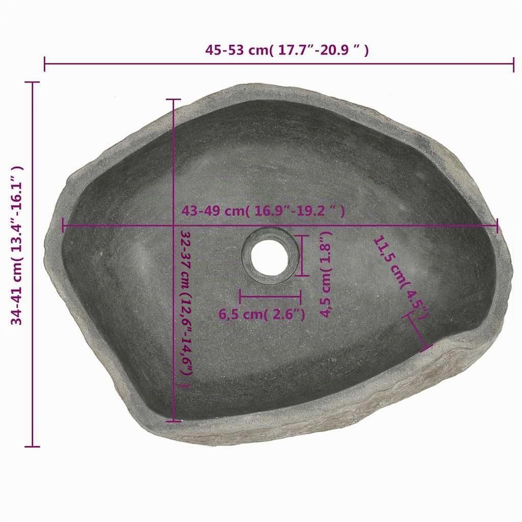 vidaXL Lavabo Ovalado, Cuenca de Piedra Natural, Pila de Lavamanos Fregadero, Decoración para Cuarto de Baño Aseo Hogar, Piedra de Río