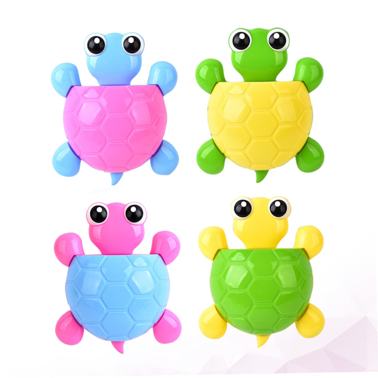 iplusmile 4 Piezas Soporte para Cepillos de Dientes con Diseño de Tortuga Organizador de Pasta de Dientes y Accesorios para Baño Colocación con Ventosas