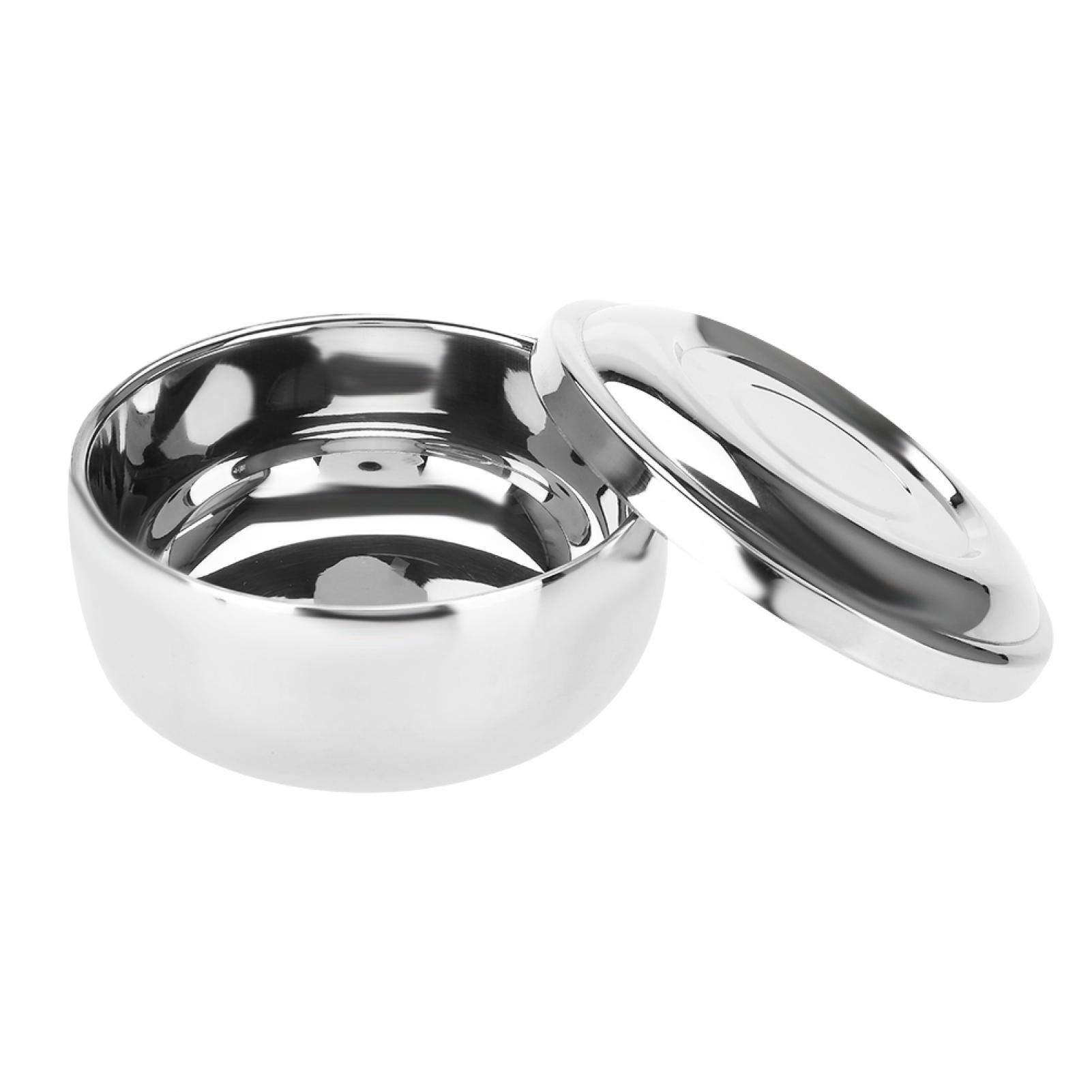 Tazza da barba in acciaio inossidabile, 300 ml, Argento, Piccola, Adatta per il sapone da barba