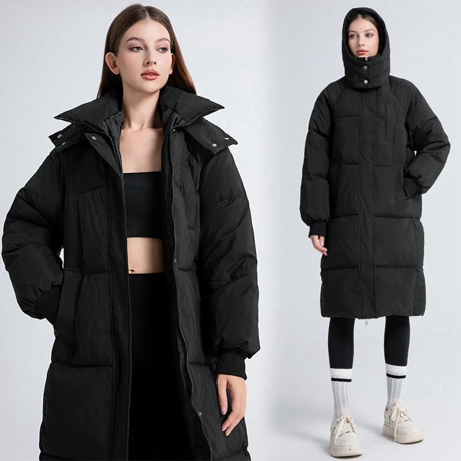 Piumino Donna Invernale Cappotto Lungo Sopra il Ginocchio Invernale da Donna, Spesso e Largo Festa