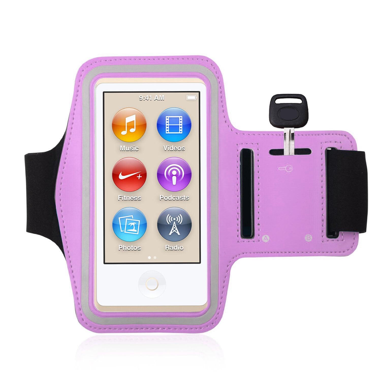 Premium Water Resistant Gym Sports Workout Wrist Band Strap Armband Case for Apple iPod Nano 7th 8th Generation (Light Pink)