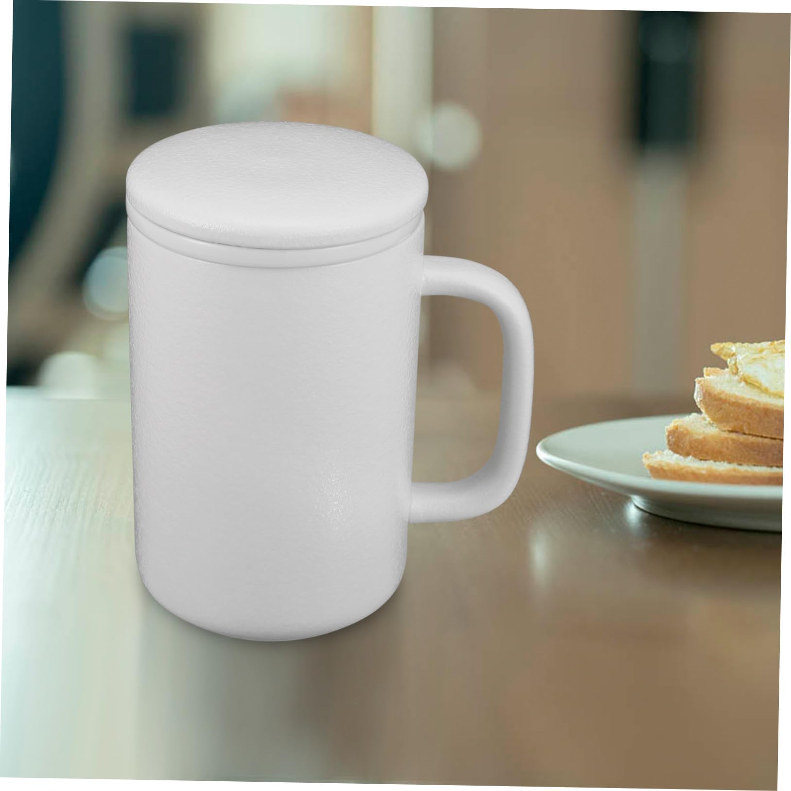 Ipetboom Keramik Teebecher Weiß mit Deckel und Teesieb, 400ml