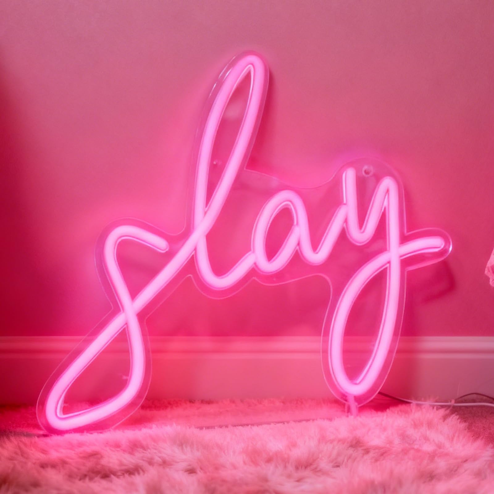 Slay LED Neon Sign, USB Powered Dimmable Decorative Light for Home Bedroom Vanity Girls Room Party Ambient Lighting Wall Table Door Decor 12.6 x 7.9 In