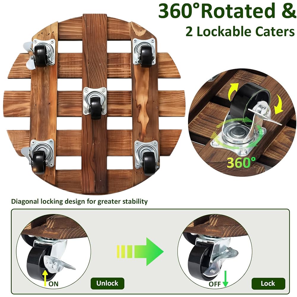 2 Articles porte Plante a Roulettes,30 x 30 CM Supports de pots de Fleurs à Roulettes- Capacite 100 KG-Support pot de Fleur Roulette,Support Plantes Interieur Pour Usage Intérieur et Extérieur