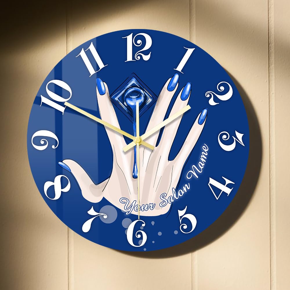 Orologio da parete da 38,1 cm per salone di bellezza, con nome personalizzato, orologio da parete silenzioso, senza ticchettio, funzionamento a batteria, facile da leggere, per camera delle