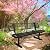 6FT Heavy Duty Park Bench with Back Portable Frame, Outdoor Metal Park Bench with Backrest, Steel Mesh Outdoor Bench for Garden, Lawn, Patio, Porch, Park, Yard (BLACK, 72.4" L x 23.2" W x 32.5" H)