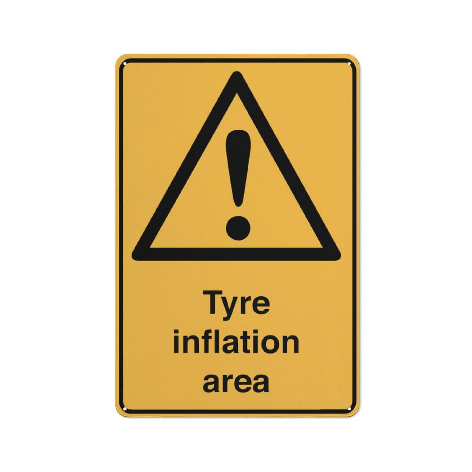 Caution Tyre Inflation Area Sign 12X8 Inch Tin Sign Great For Garden And Yard Wall Decor