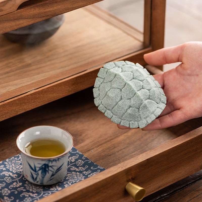 Tea Pets Creative Green Sandstone Turtle Shell Ornaments Home Tea Pet Tea Tray Desktop Decoration Fish Tank Landscaping Figurines