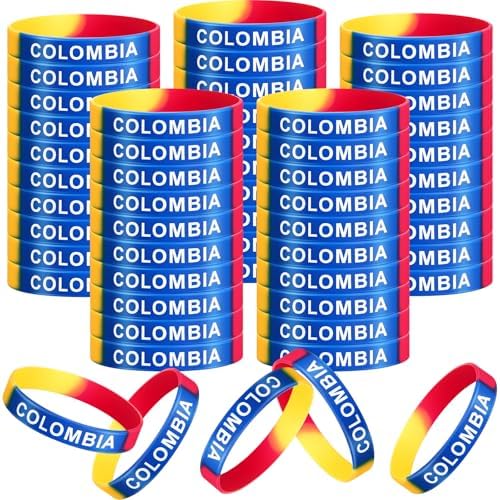 60 Pcs Colombia Silicone Bracelet Colombia Independence Day Rubbe...