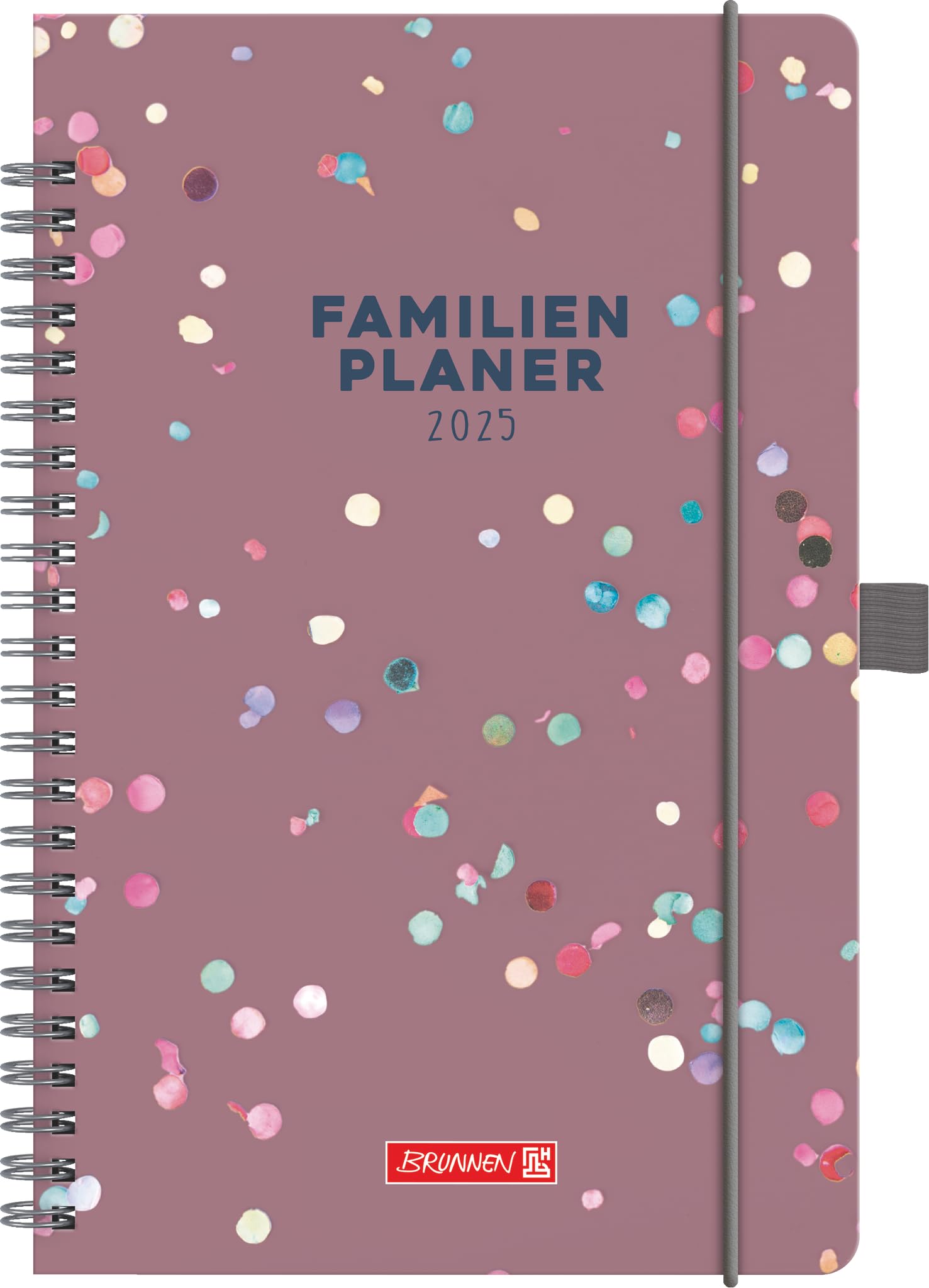 BRUNNEN Book Calendar Family Planner (2025) "Confetti", 2 Pages = 1 Week, A5, 192 Pages, Hardcover, Colourful