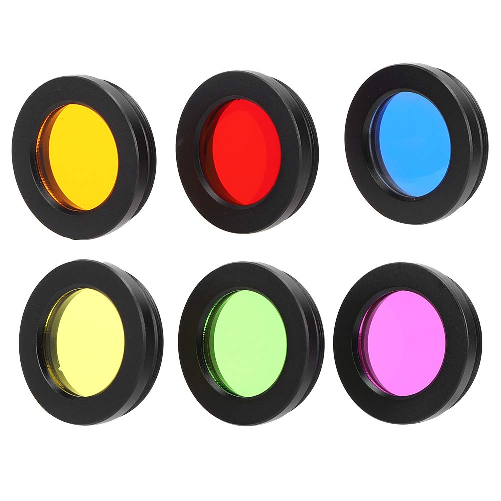 Colorful Astronomical Telescopes Eyepieces Filter Kit, 6 Colors Reduce Dazzling and Improve Contrast, Compatible with 1.25 Inch Telescope, Portable